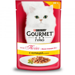 ПР0033373 Корм для кошек Мон Петит, с курицей в соусе, пауч 50 г Gourmet