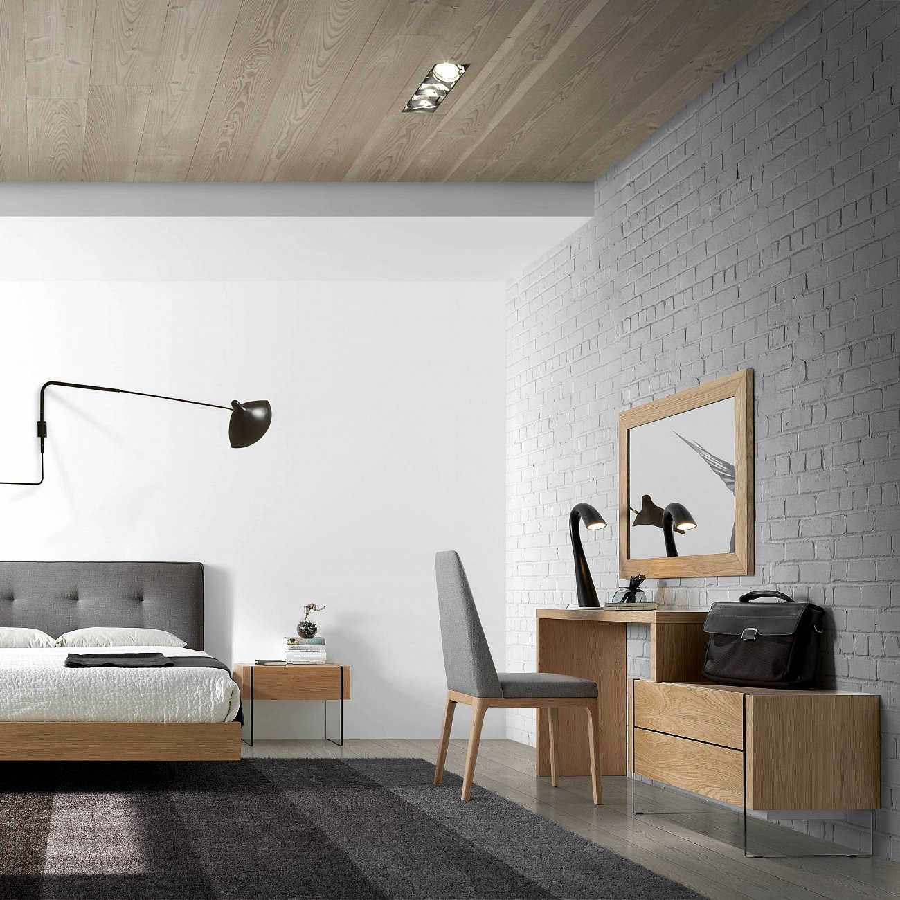 Письменный стол с ящиками и стеклянными ножками дуб CP1712-DK от Angel Cerda ANGEL CERDA  241796 Дуб  - Вид №4