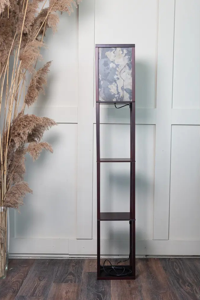 91085928 Торшер светодиодный PLAYWOODS lampshelf с полками холодный белый свет цвет коричневый STLM-0476521