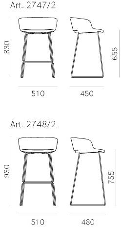 Pedrali Табурет из саночной ткани со спинкой Babila sun-id-1463683 - Вид №4