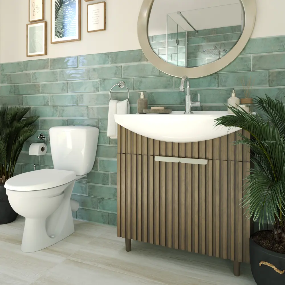 Плитка настенная Керамин Эльба 4 30x9.3 см 0.47 м² глянцевая цвет зеленый STLM-2059102