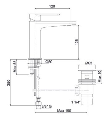 Смеситель на раковину однорычажный Cezares TIRRENO-LSM1-01-W0  - Вид №1