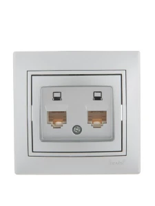 MIRA Розетка компьютерная двойная RJ45Cat 5e серебро