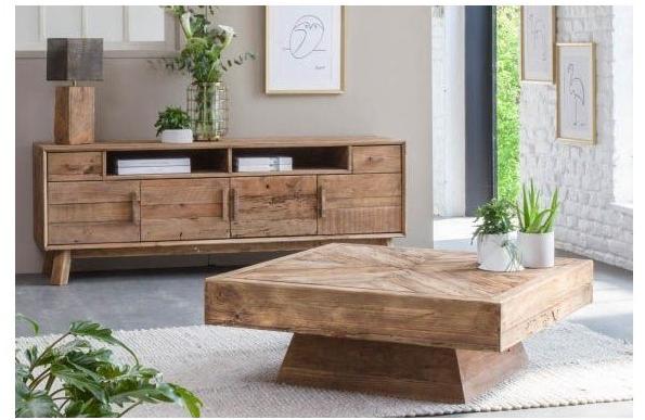 Arrediorg.it® Низкий квадратный журнальный столик из массива дерева Woodside Ah702-1 table  - Вид №4