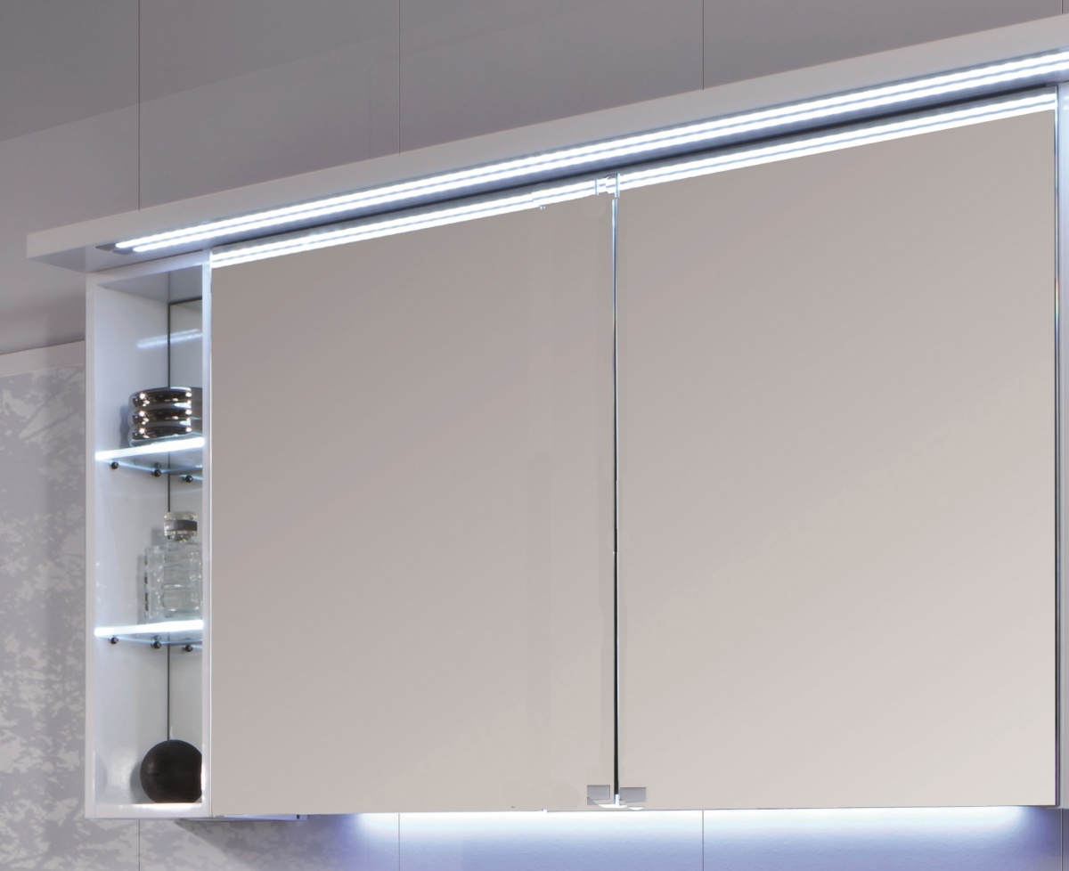 S2A43926L(169) Puris Crescendo, зерк. шкаф (2 двери) c LED подсветкой 900 мм левый, цвет серый структурный