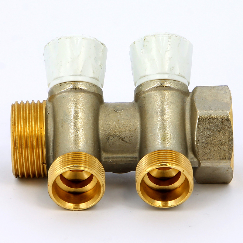 Коллектор НВ 1" с вентилями никелированный EMMETI 2 выхода М24х19 36мм 01307280