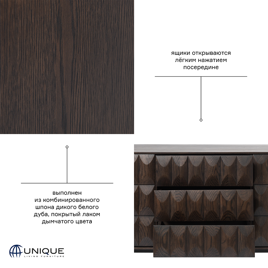 43403181 Комод , latina, 2 секции, 107х45х79 см Unique Furniture  - Вид №5