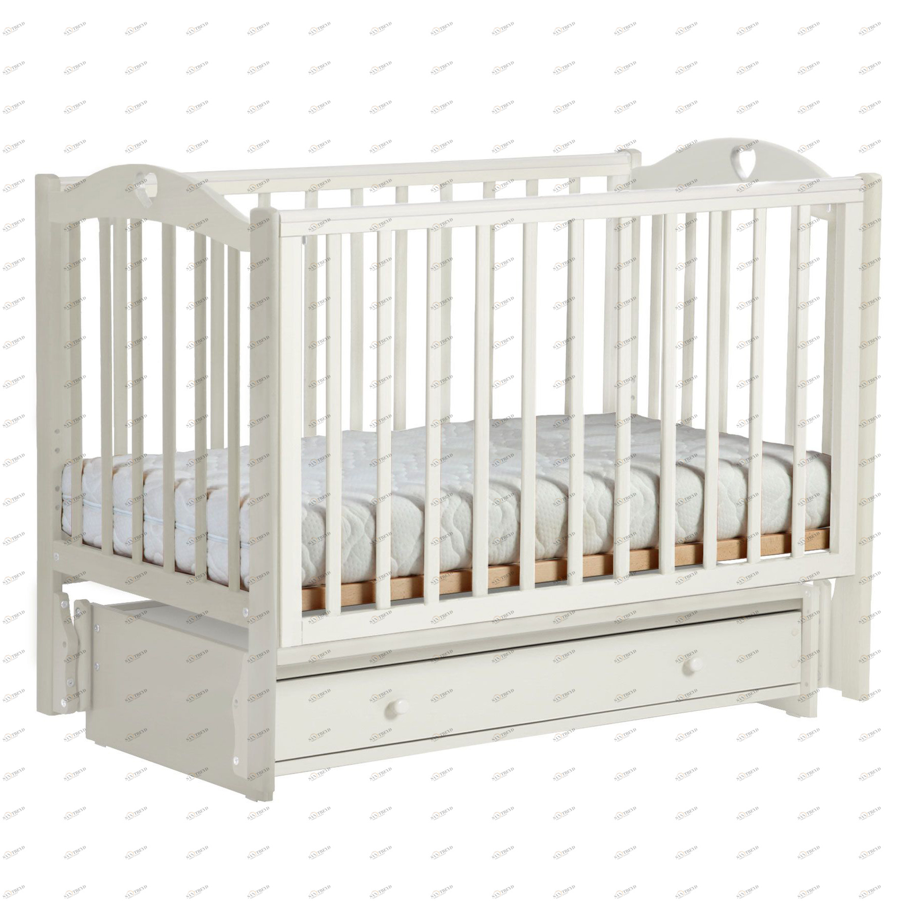 Детская кроватка с универсальным маятником "Кубаночка 11" ваниль ФАБРИКА ЛЕЛЬ  338389 Молочный Santreyd 