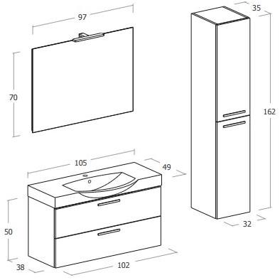 LEGNOBAGNO Подвесной деревянный туалетный столик с ящиками Urban sun-id-1498394 - Вид №2