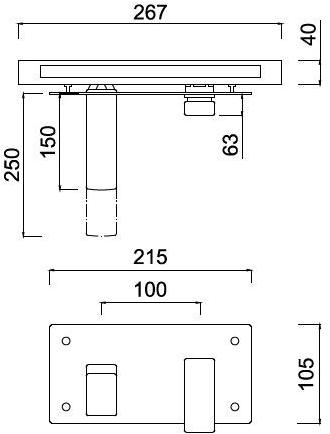 Rubinetteria Giulini Смеситель для раковины настенный, однорычажный, с тарелкой Pablolux F9809 - Вид №1
