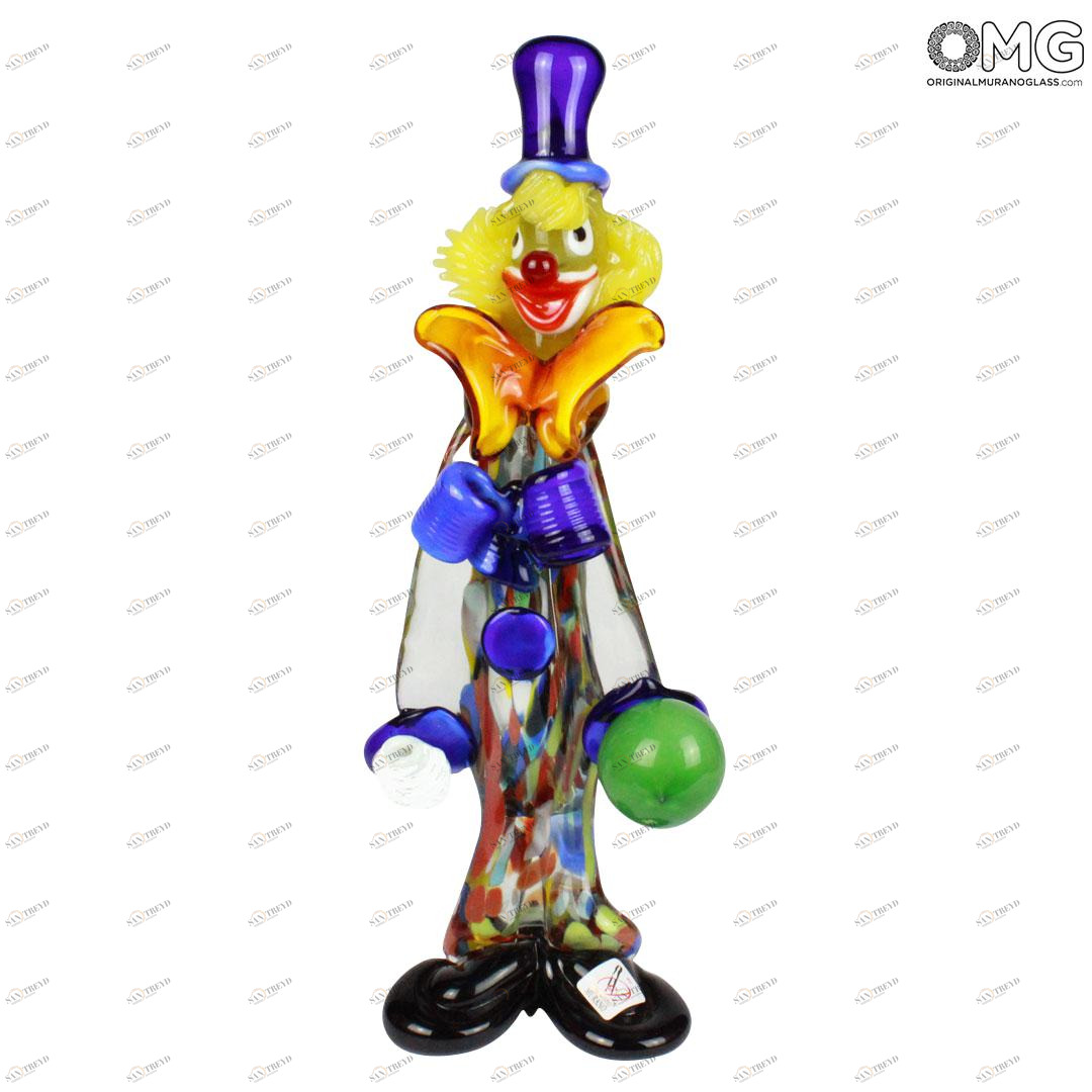 830 ORIGINALMURANOGLASS Статуэтка Клоун играющий в боулинг - муранское стекло OMG 12 см 