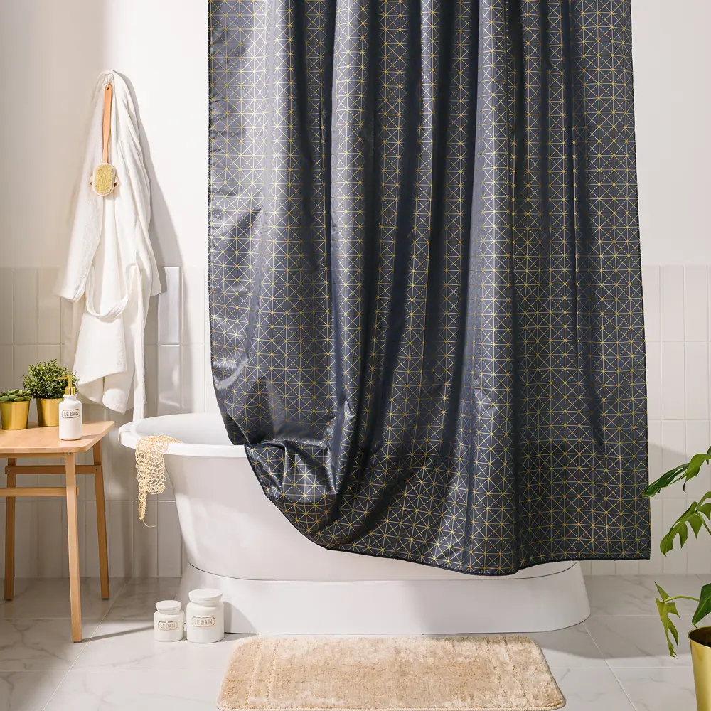 Штора для ванной Wess Grid Grey 180x200 см полиэстер цвет серый/жёлтый 82355501 STLM-2069817