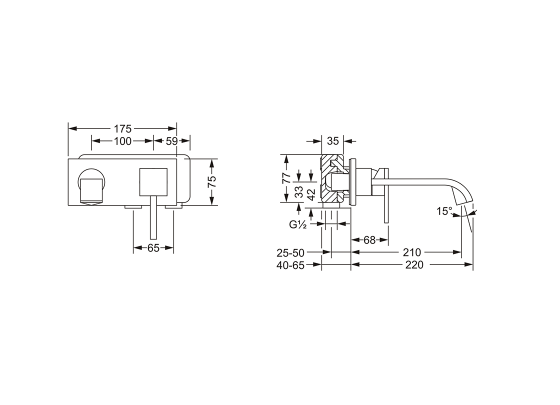 Смеситель для раковины ½", однорычажный, настенный монтаж, внешняя часть JOERGER Empire Royal 627.20.360.000 - Вид №1