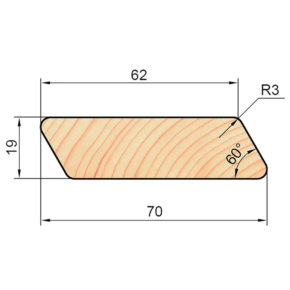 Брусок декоративный скошенный сращенный 19x70x3000 мм хвоя сорт Экстра без сучков АРЕЛАН STLM-2067745 - Вид №3