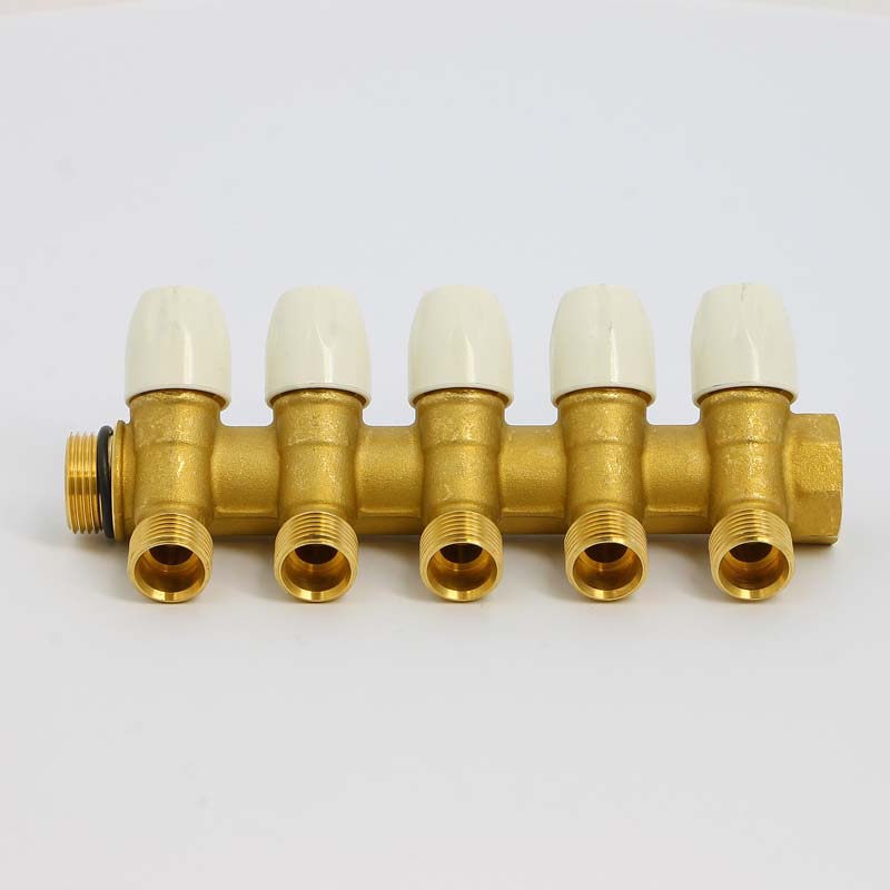 Коллектор НВ 3/4" с вентилями с утолщенными стенками TIEMME 5 выходов 1/2"Н 36мм 1860038