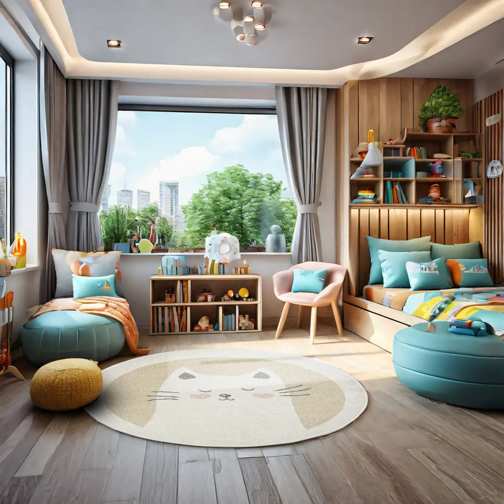 Santreyd Ковер Призма круглый желтый с ворсом фризе для интерьера 89376440 STLM-1381227 - Вид №5