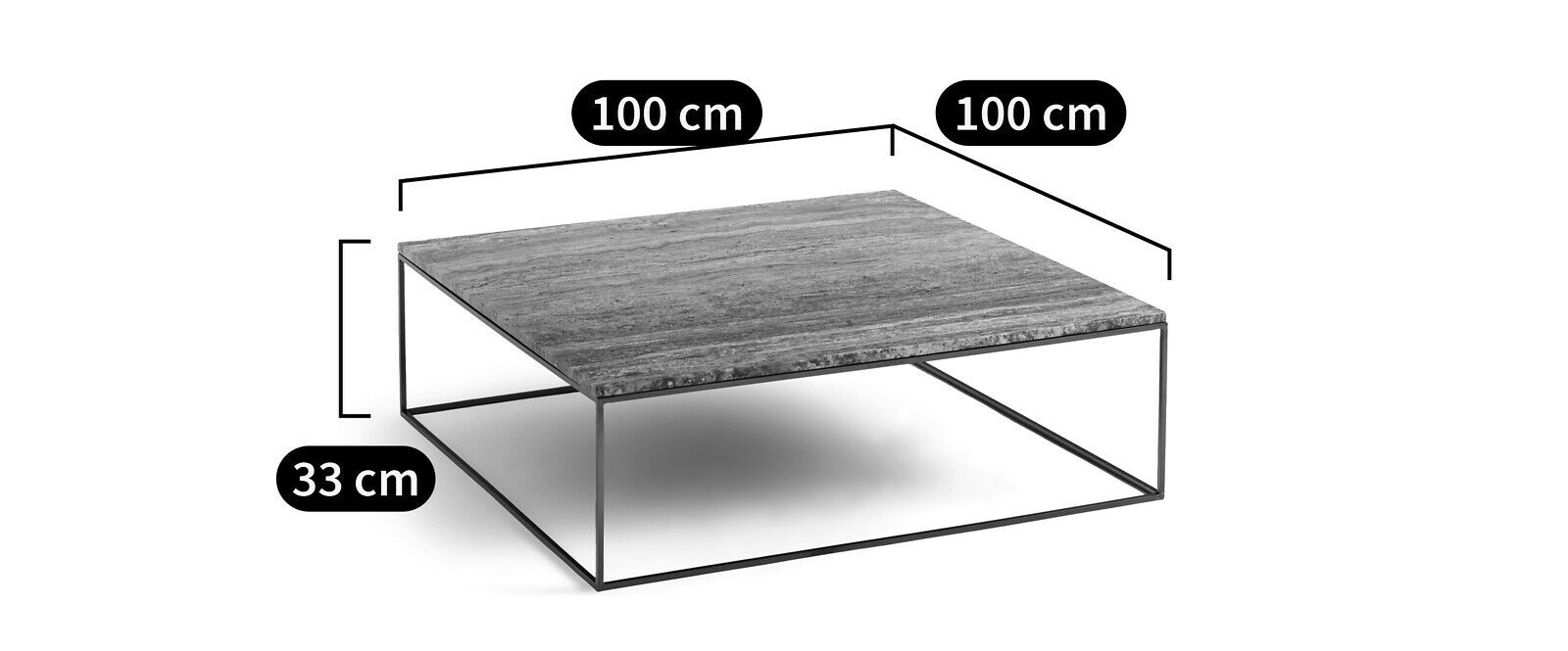 Низкий квадратный журнальный столик из травертина AMPM махаут ARCH-00035186 - Вид №3