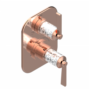 G2S-5500BE Ручка регулировки и маховик 2-канального переключателя для термостатического смесителя арт. 5500AE Thg-paris Frivole с рукоятками Розовое золото