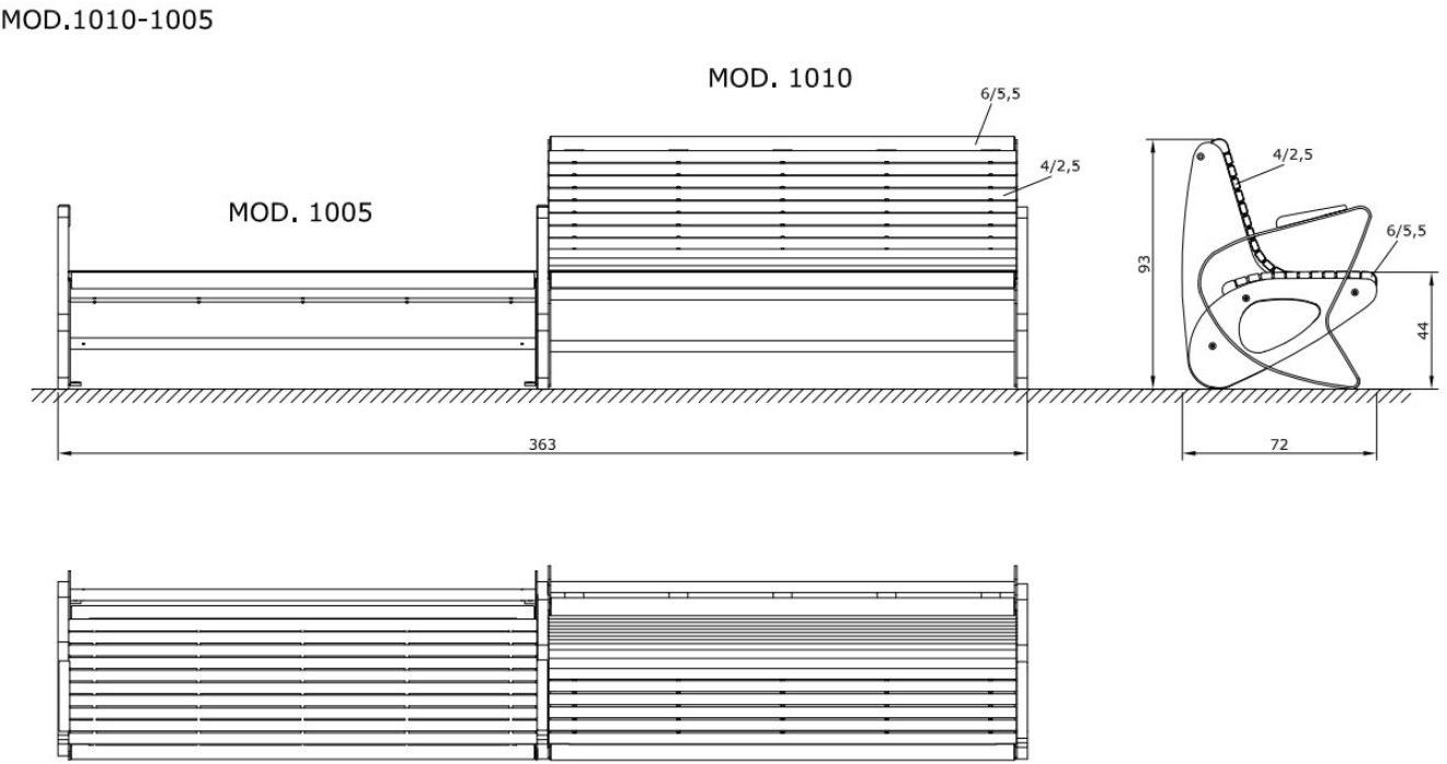 Euroform W Скамейка из дерева с подлокотниками  1010, 1005  - Вид №3