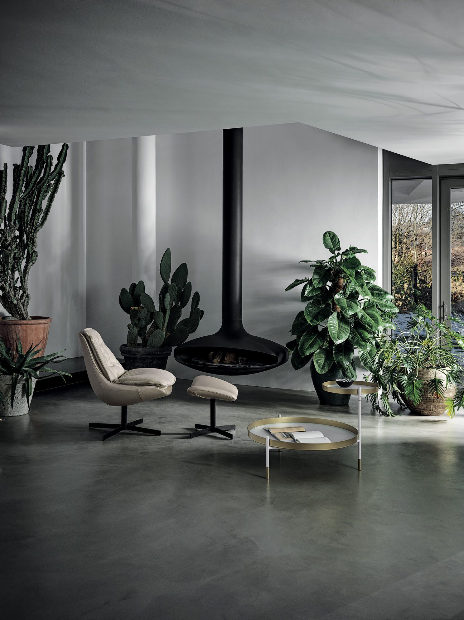 Съемное вращающееся кресло из кожи и ткани Bontempi Casa DAYA ARCH-00132372 - Вид №4