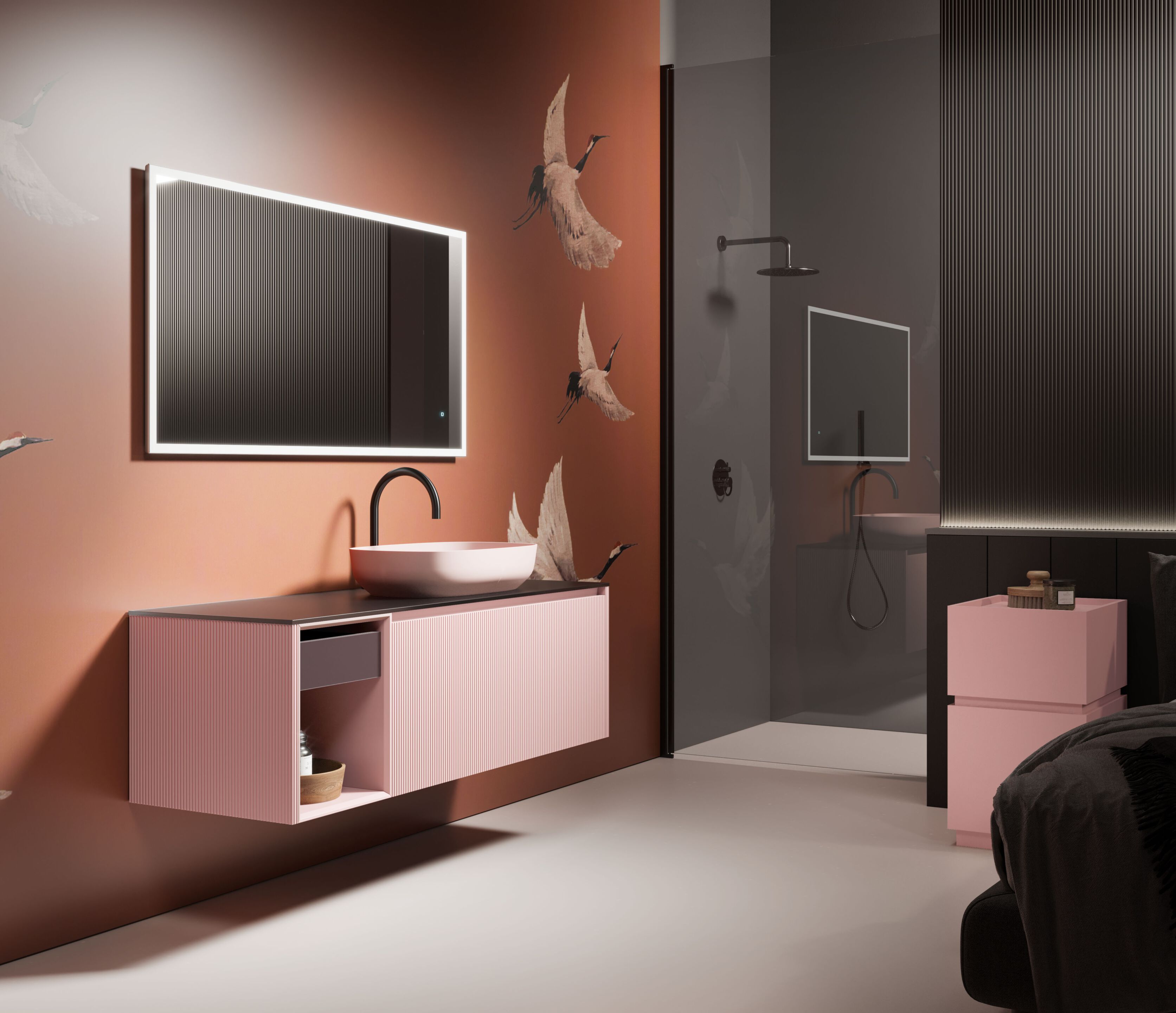 Подвесной умывальник с ящиками Mobiltesino Millerighe Color ARCH-00040727