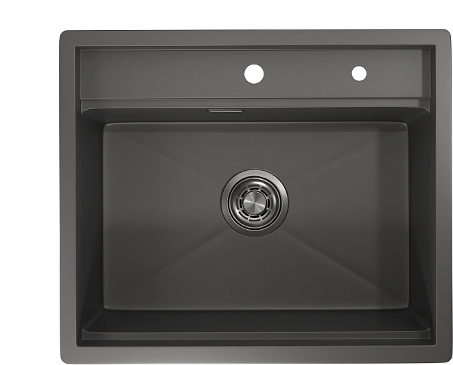 KS-6051, ГРАФИТ МАТОВЫЙ, стальная кухонная мойка KITCHEN SPACE
