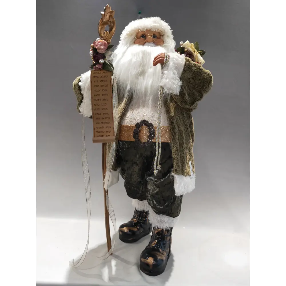 Фигурка декоративная «Дед Мороз со свитком», 80 см, пластик, цвет бежевый/зелёный RELANCE STLM-2087222