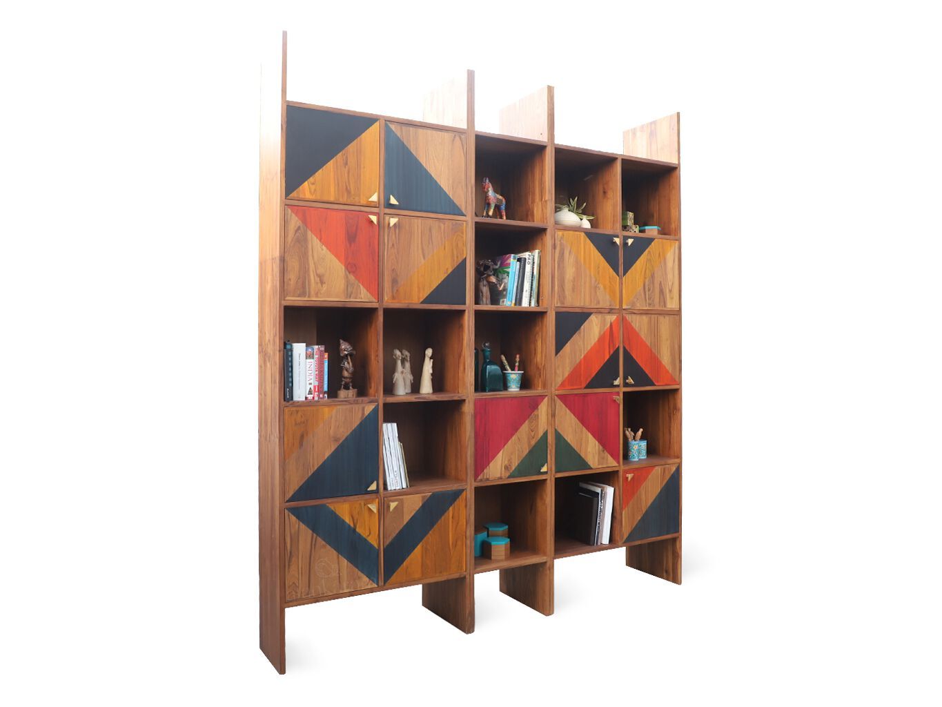 Отдельно стоящий книжный шкаф из тикового дерева Alankaram NELIO ARCH-00044262 - Вид №3