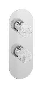 Комплект наружных частей термостата с дивертером на 3 потребителя - вертикальная овальная панель с ручками Marmo WE ARE IB eua712ccnmr_1 Chrome Aqua