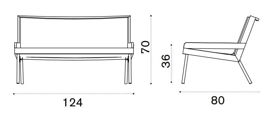 2-местный технический тканевый садовый диван Ethimo открытый ARCH-00009635 - Вид №3