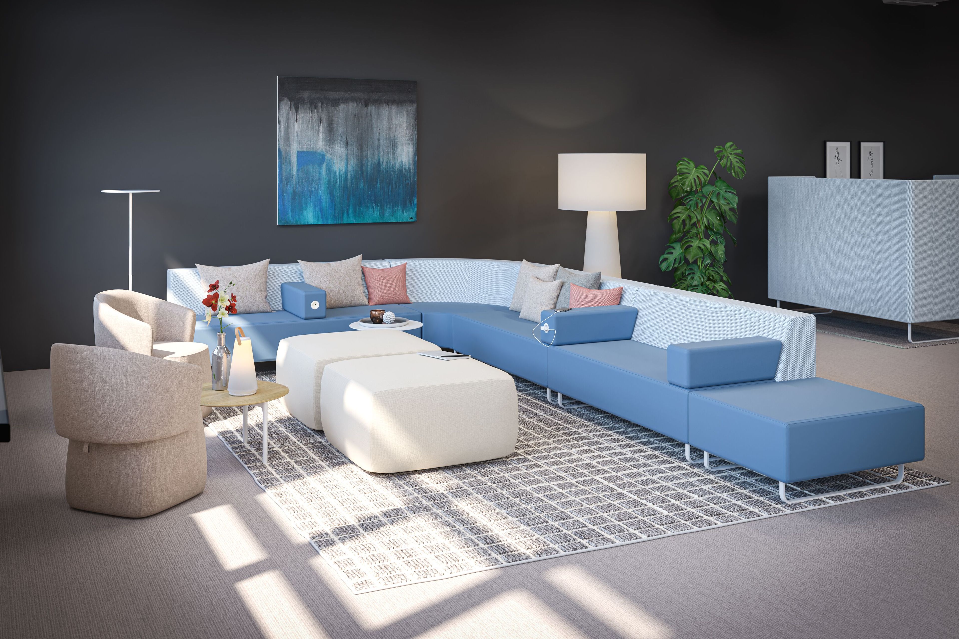 Модульный угловой диван из ткани Haworth Riverbend ARCH-00150944 - Вид №1