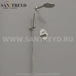 923194 Душевой комплект: смеситель с переключателем, ручная лейка, держатель и верхний душ диаметром 20 мм, цвет Никель Kerasan Nolita Италия