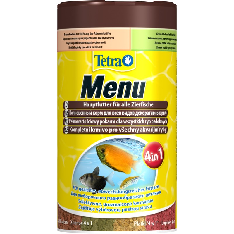 Т00017230 Корм для рыб Menue для всех видов рыб, 4 вида мелких хлопьев 250мл TETRA 