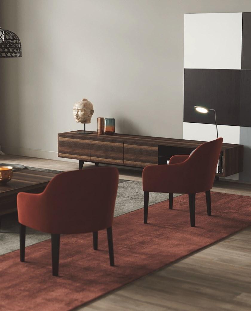 PRADDY Низкая тумба под телевизор из фанерованной древесины  Ml403  - Вид №2