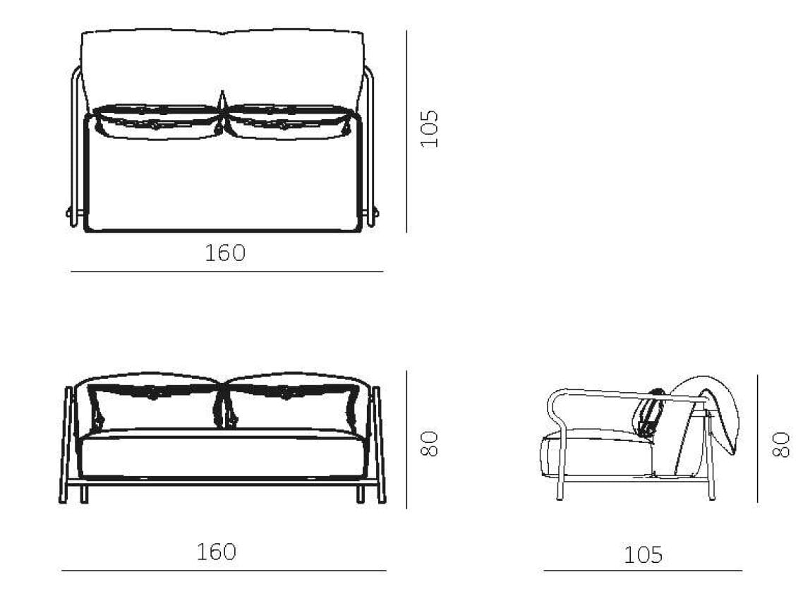 2-местный алюминиевый садовый диван Unopiù Salò ARCH-00135570 - Вид №8