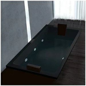Ванна Gruppo treesse Quadra 181 V071B-DX-C чёрная с гидромассажем  и дезинфекцией прямоугольная встроенная правая