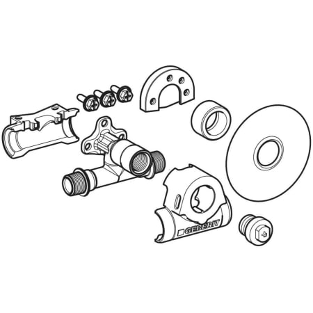 602.265.00.1 Водорозетка Geberit 90° эксцентрическая, с наружной резьбой MF 1/2" Geberit  - Вид №1