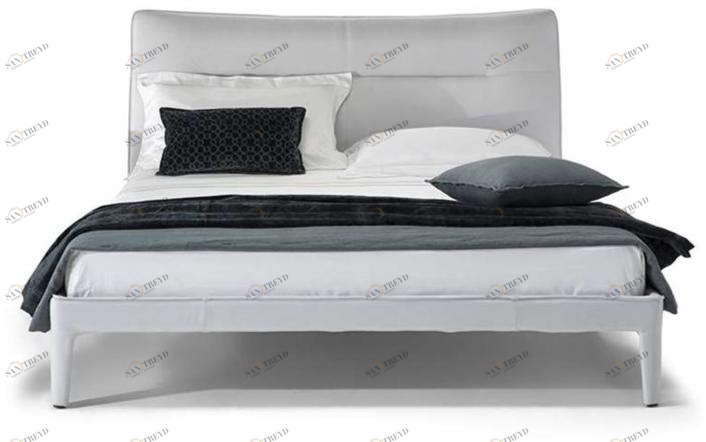 Natuzzi Двуспальная кровать из кожи с обитым изголовьем sun-id-1470194