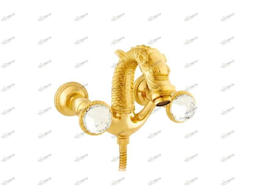 059218.E00.00 Душевой набор для ванны с кристаллами сваровски Золото 24К Mestre Dragon