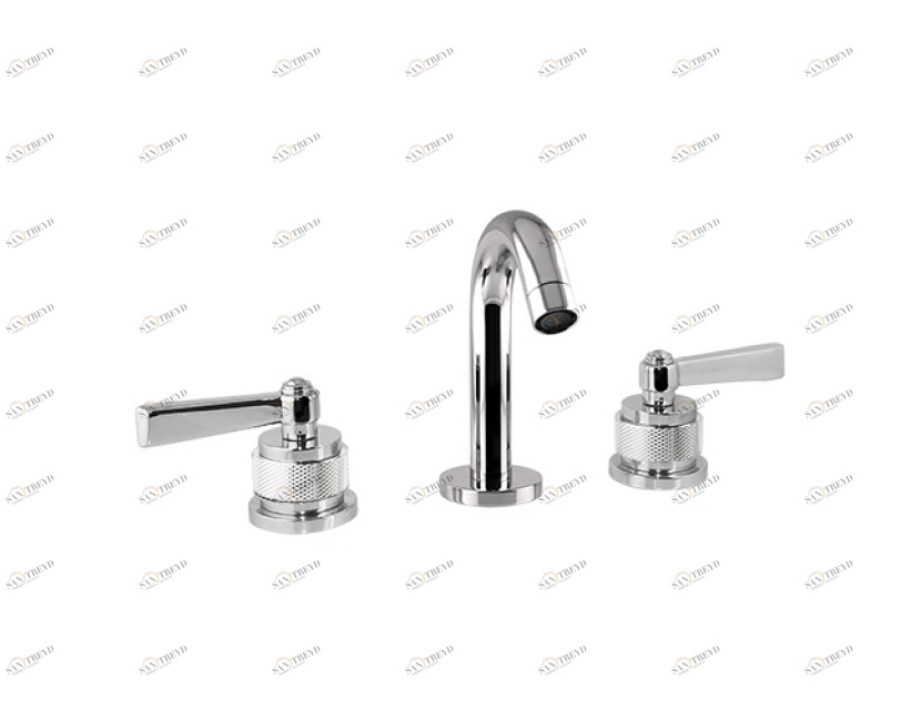 271021.PP0.50 Биде с тремя отверстиями, ручкой и декорированным латунным кольцом Яркий хром Mestre 