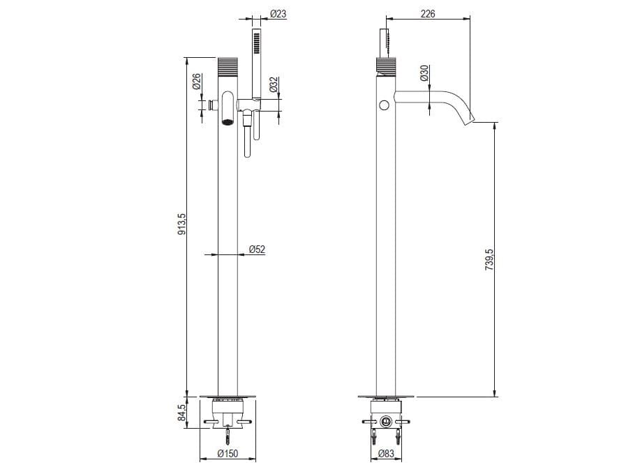 Смеситель для ванны из нержавеющей стали с ручным душем Super Inox OPLUS ARCH-00126374 - Вид №2