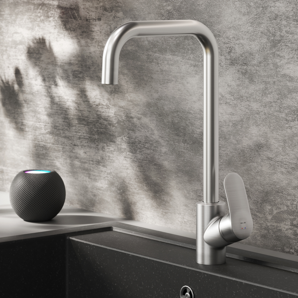 F8006011 смеситель для кухни G-образный излив сатин шт. AM.PM Like