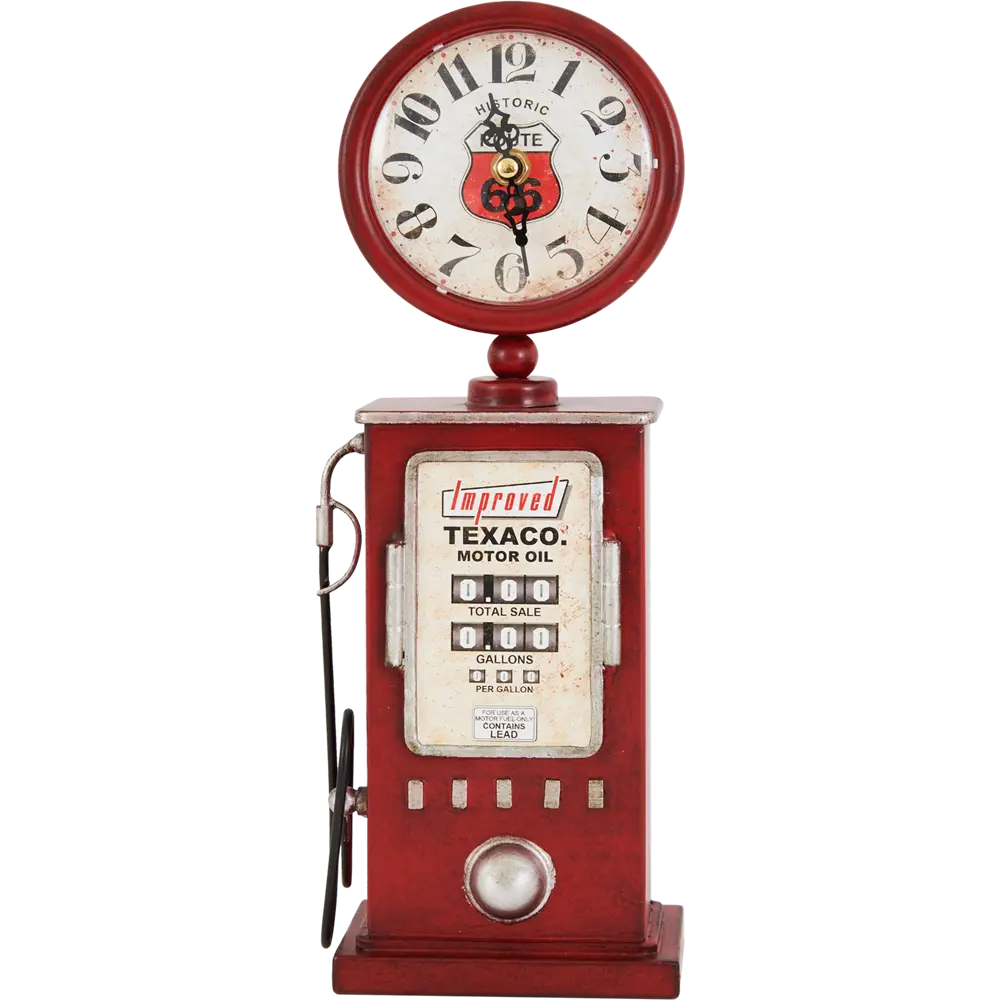 Часы настольные Dream River Бензоколонка металл цвет красно-белый ø13 см STLM-2109810