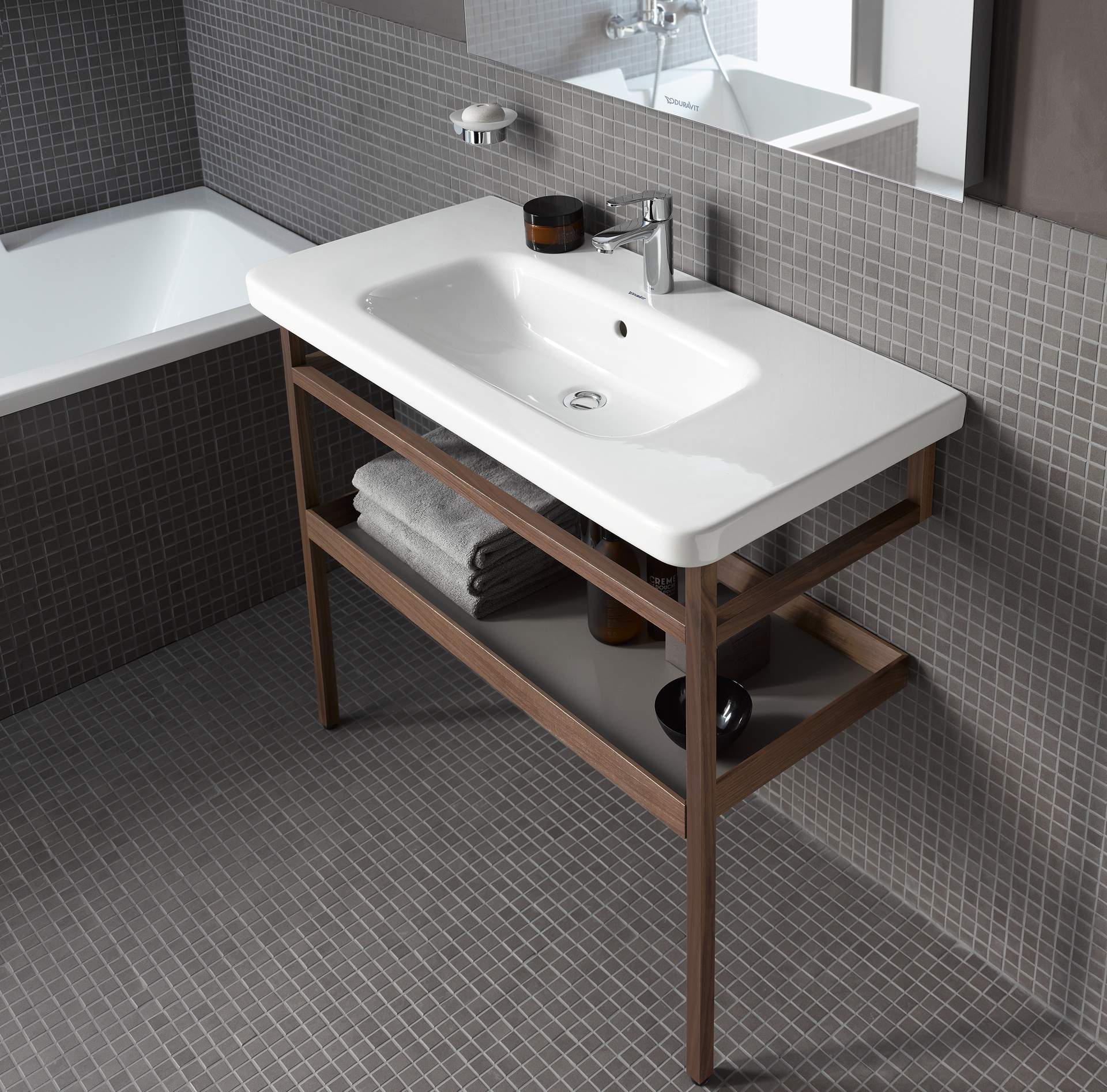 DS988400707 DuraStyle Мебельные аксессуары - полотенцедержатель с полочкой Бетонно-серый матовый декор Duravit - Вид №4