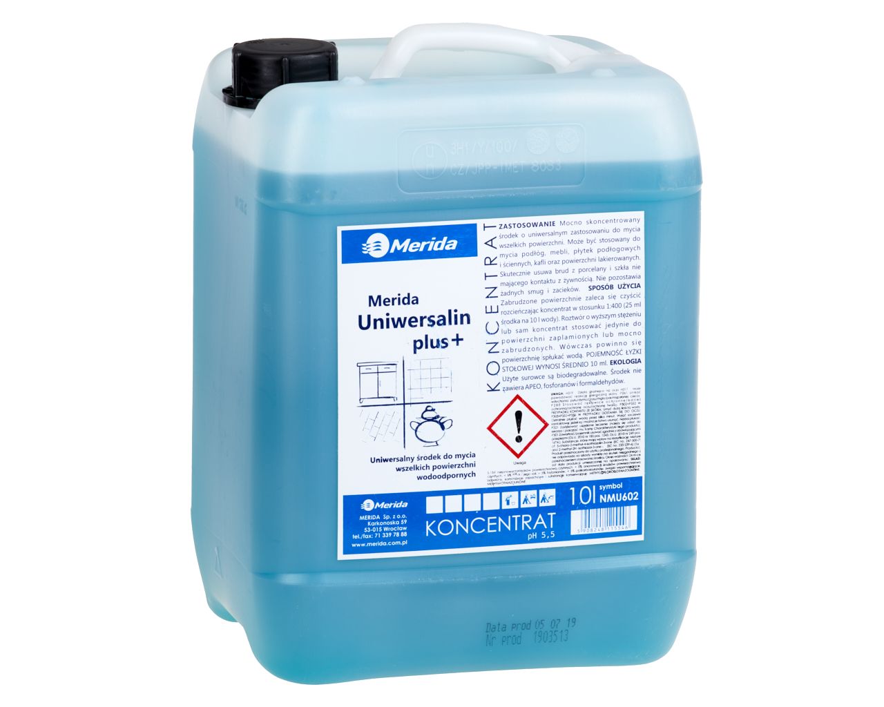 NMU602 UNIWERSALIN PLUS универсальное средство для очистки водостойких поверхностей, канистра 10 л Merida 