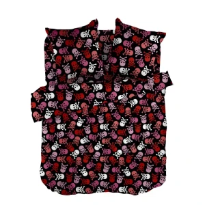 91699390 Комплект постельного белья Wenge Colored skulls 1.5-спальный перкаль черный STLM-1029355