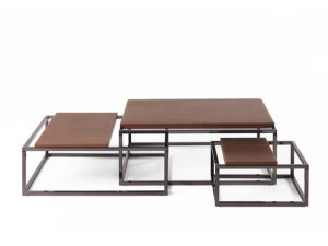 Низкий журнальный столик из хромированной стали и кожи