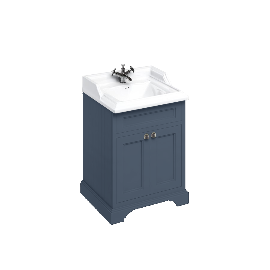 Burlington Отдельностоящий блок 65 с дверьми и классической раковиной Белый матовый с 1 отверстием под смеситель Раковина FF8W_B15 1TH  - Вид №12