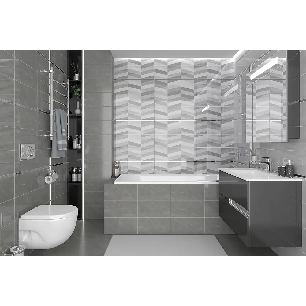 Плитка настенная Savoy 20х40 см 1.2 м² цвет тёмно-серый 82794860 STLM-2193068 Santreyd - Вид №3