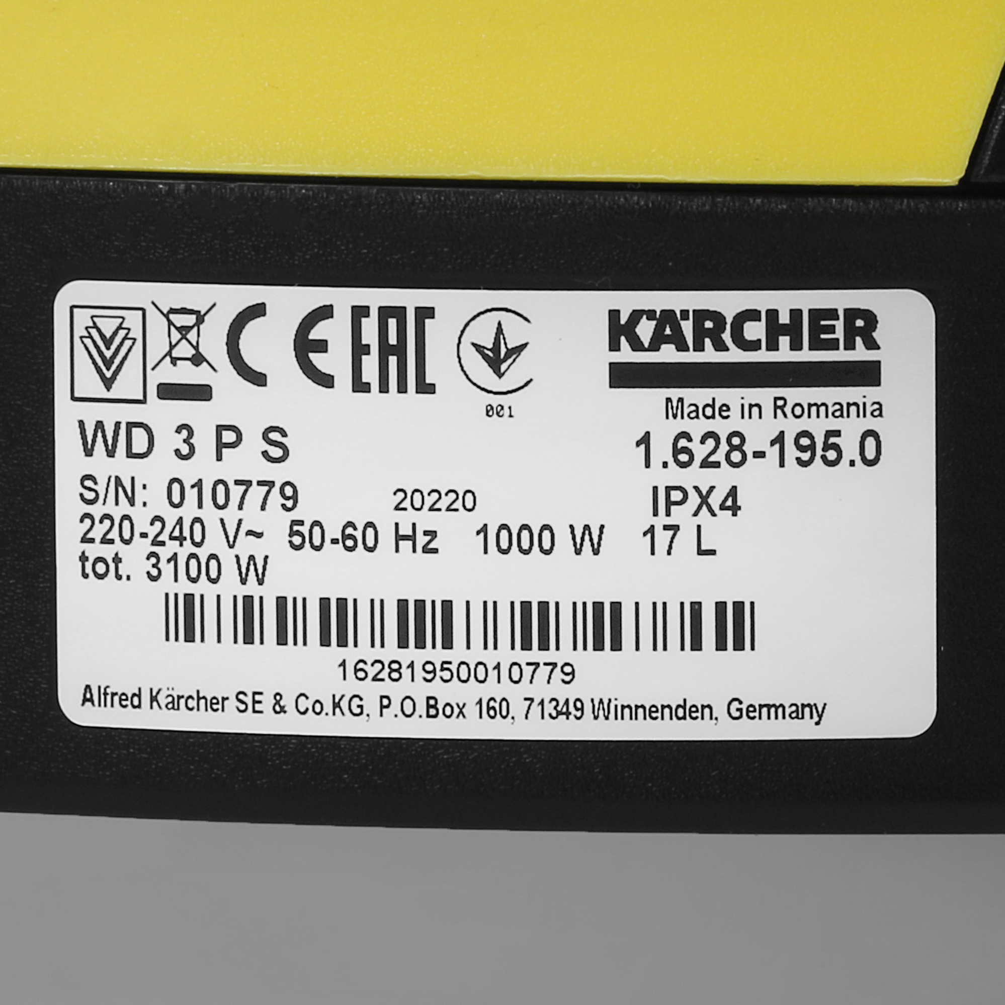 Хозяйственный пылесос  Karcher WD 3 PS V-17/4/20 Workshop 5355842 STDN-0034793 - Вид №5
